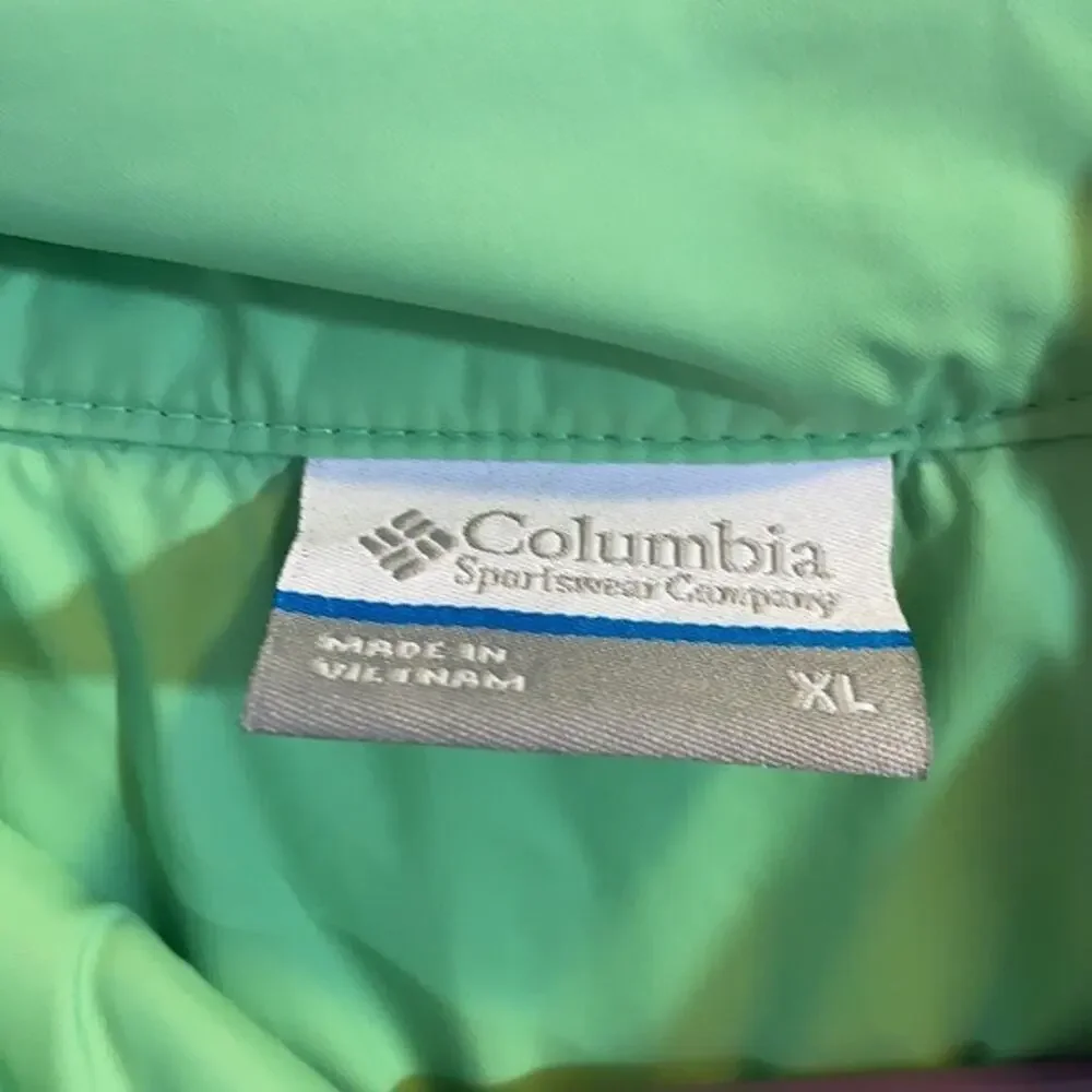 Columbia Youth Jacket Girls‎ YXL Green Nylon Zip windbreaker PAINT STAIN